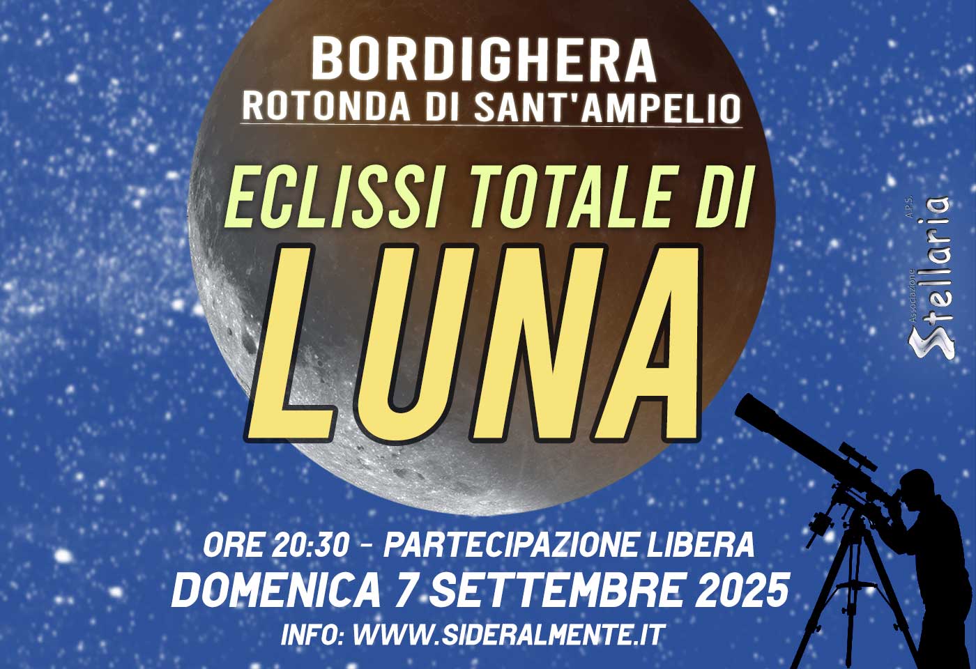 Eclissi Totale di Luna! 7 Settembre appuntamento a Bordighera